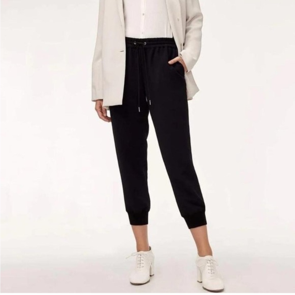 Aritzia Wilfred Black Joggers Buffon Crepe Pants